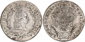 Austria 20 Kreuzer 1803 B
KM# 2139; N# 22610; Silver; Franz II; Mint: Kremnitz; XF-.