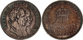 Austria Silver Medal "On the Coronation of Ferdinand I in Hungary" in Pressburg (Bratislava) 1830 MDCCCXXX
Mont. 2516; Silver 5.46 g., 23.80 mm; Ferd...