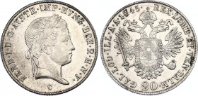 Austria 20 Kreuzer 1845 C
KM# 2208, N# 18459; Silver; Ferdinand I; XF/AUNC.