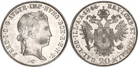 Austria 20 Kreuzer 1846 C
KM# 2208; N# 18459; Silver; Ferdinand I; Mint: Prague; XF-AUNC.