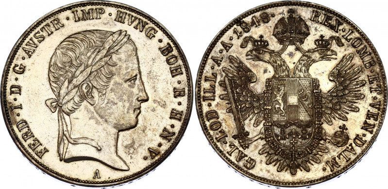 Austria 1 Taler 1848 A
KM# 2240; N# 18811; Silver; Ferdinand I; AUNC with minor...