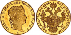 Austria Dukat 1844 A
KM# 2262, N# 33654; Gold., 3.50 g., Prooflike; Ferdinand I; Vienna Mint; UNC, prooflike! Very beautiful coin!.