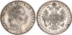 Austria 1 Florin 1860 A
KM# 2219, N# 7004; Silver; Franz Joseph I; XF+.