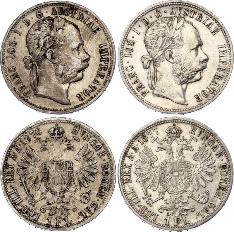 Austria 2 x 1 Florin 1876 - 1877
KM# 2222, N# 4726; Silver; Franz Joseph I; VF/...