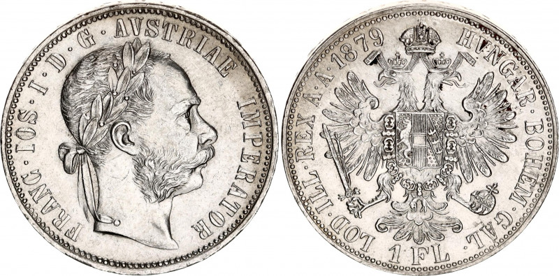 Austria 1 Florin 1879
KM# 2222; Schön# 149; N# 4726; Silver; Franz Joseph I; Mi...