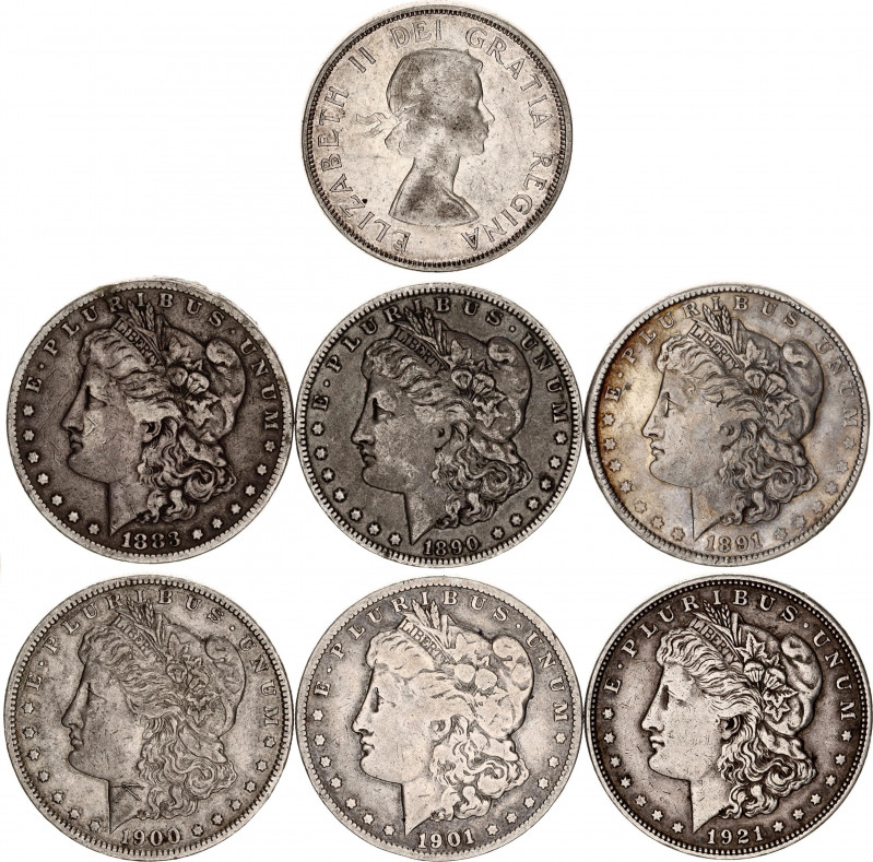 America Lot of 7 Silver Coins 1883 - 1963
Various Countries, Dates & Denominato...