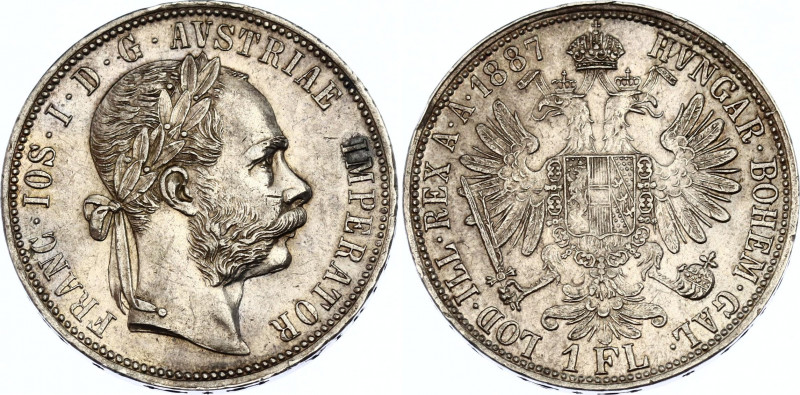 Austria 1 Florin 1887
KM# 2222; Schön# 149; N# 4726; Silver; Franz Joseph I; Mi...