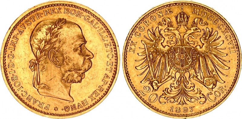 Austria 20 Corona 1897
KM# 2806, N# 14747; Gold., 6.76 g.; Franz Joseph I; aUNC...