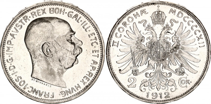 Austria 2 Corona 1912
KM# 2821; Schön# 20; N# 7934; Silver; Franz Joseph I; Min...