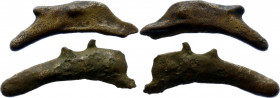 Ancient Greece 2 x Olbia Primitive Dolphin Shaped Money 600 - 400 BC
BMC# 367 , N# 149827; Copper; VF.