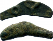 Ancient Greece Olbia Primitive Dolphin Shaped Money 600 - 400 BC
BMC# 373, N# 170814; Copper., 1,18 g., 24 mm; Letters OY; VF.