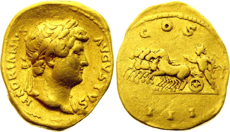 Roman Empire Aureus 126 AD Rome Mint
RIC# 168; Gold 7.20 g.; Hadrian; Obv: HADR...