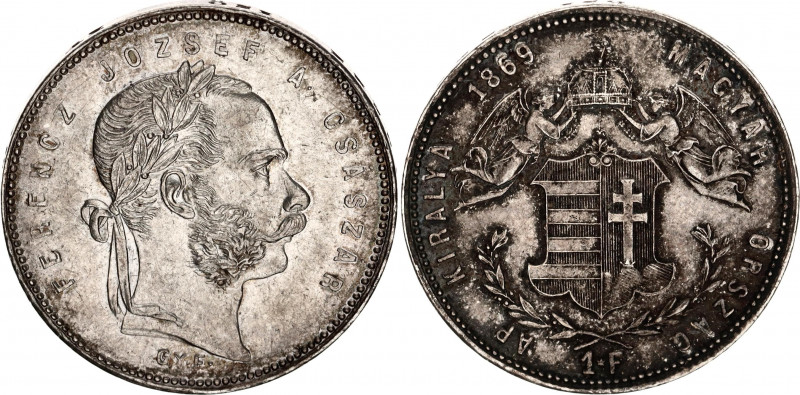 Hungary 1 Forint 1869 GYF
KM# 449.2; H# 2137; N# 33872; Silver; Franz Joseph I;...