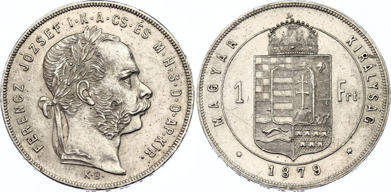 Hungary 1 Forint 1879 KB
KM# 453.1; H# 2138; N# 4736; Silver; Franz Joseph I; M...