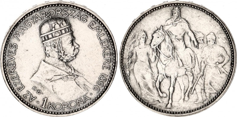 Hungary 1 Korona 1896 KB
KM# 487, N# 15758; Silver; Franz Joseph I; XF.