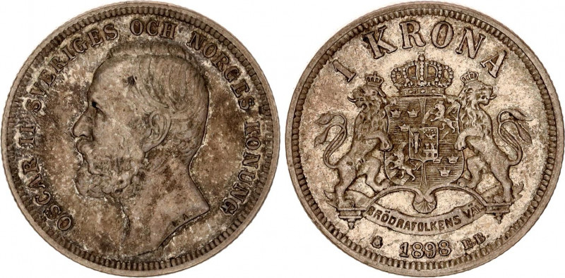 Sweden 1 Krona 1898 EB
KM# 760; N# 5049; Silver; Oscar II (1872-1907); XF-AUNC.