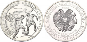 Armenia 100 Dram 2004
KM# 111; Schön# 61; N# 68705; Silver; FIFA World Cup - Germany 2006; Mint: Warsaw; Mintage 50'000; Proof.