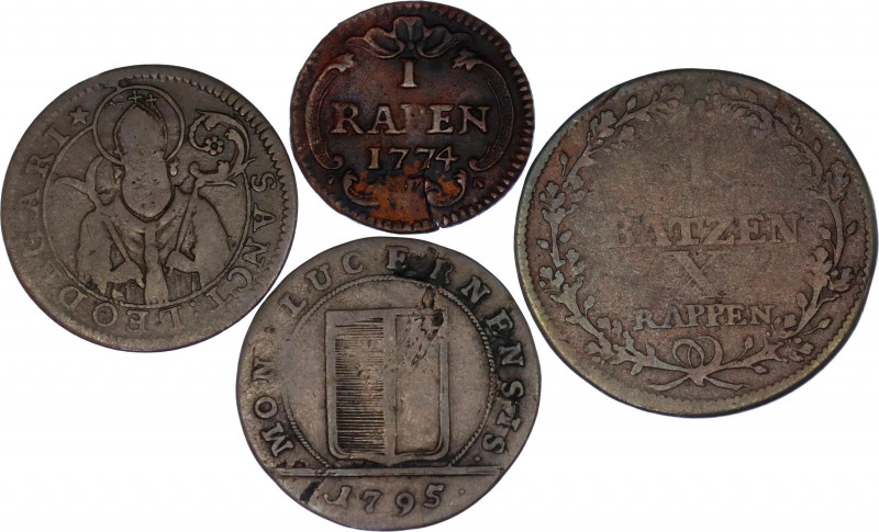 Switzerland Luzern Lot of 4 Coins 1774 - 1810
Billon; Various Dates & Denominat...