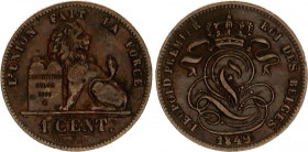 Belgium 1 Centime 1849 
KM# 1, N# 270; Leopold I; XF.