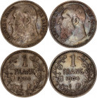 Belgium 1 Franc 2 Different Pcs 1904
KM# 56-57; N# 283: N# 5888; Silver; Leopold II (1865-1909); VF-XF.