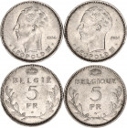 Belgium 5 Francs 2 Pcs 1936 - 1937
KM# 108-109.1; Nickel; Leopold III (1934-1951); VF-XF.