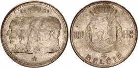 Belgium 100 Francs 1951
KM# 139, LA# BFM-199, Schön# 102; N# 1877; Silver; Leopold III (1934-1951); AUNC.