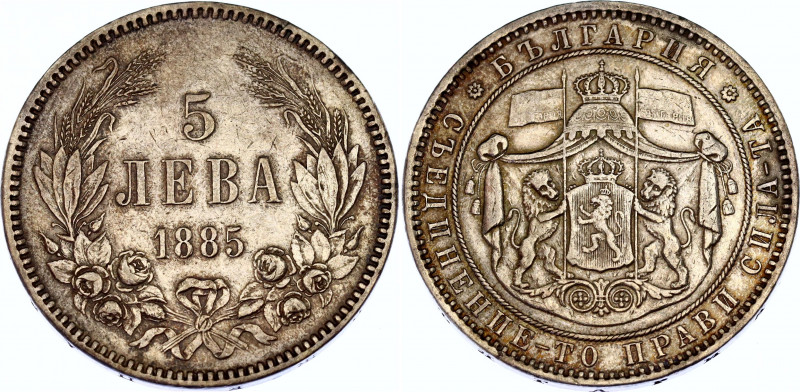 Bulgaria 5 Leva 1885 
KM# 7; N# 18110; Silver; Alexander I; XF/AUNC.