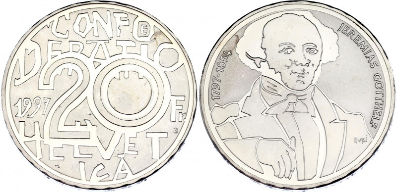 Switzerland 20 Francs 1997 B
KM# 79, N# 25829; Silver., Proof; 200th Anniversar...