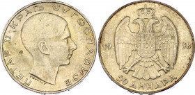 Yugoslavia 50 Dinara 1938
KM# 24; Schön# 19; N# 7472; Silver; Petar II; XF.