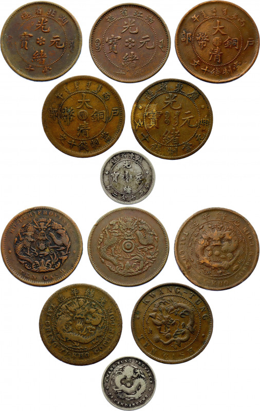 China Empire Lot of 6 Coins 19th-20th Century (ND)
With Silver; Scarcer Piece I...