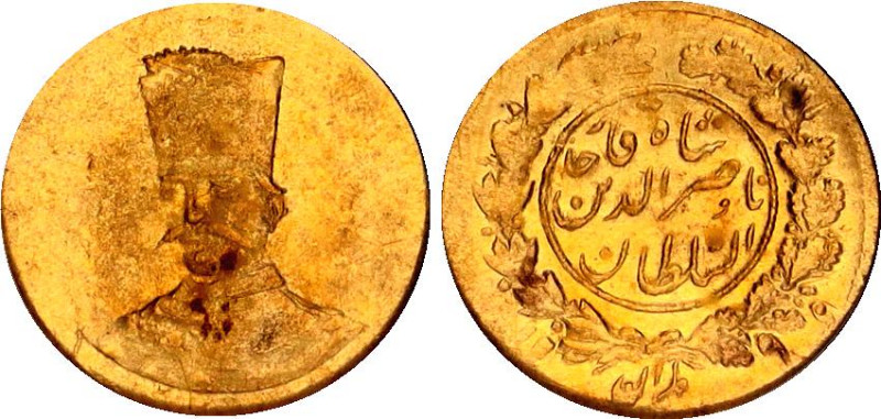 Iran 2000 Dinars / 1/5 Tuman 1882 AH 1299 PCGS MS 64
KM# 924; N# 62105; Gold (....