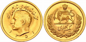 Iran 1 Pahlavi 1972 AH 1351
KM# 1162; Fr# 101; N# 29163; Gold (.900) 8.14 g.; Mohammad Reza; AUNC.