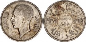 Iraq 50 Fils 1938 AH 1357
KM# 104; Schön# 12; N# 8606; Silver; Ghazi I; Mint: London; XF-AUNC.