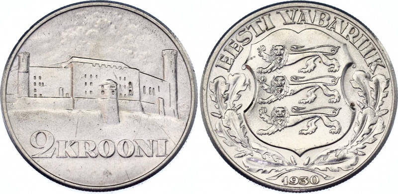 Estonia 2 Krooni 1930
KM# 20; Schön# 19; N# 11976; Silver; Toompea Fortress at ...