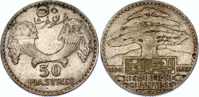 Lebanon 50 Piastres 1929 
KM# 8; N# 8587; Silver; XF.