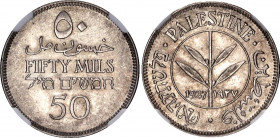Palestine 50 Mils 1927 NGC MS 63
KM# 6, N# 8550; Silver.