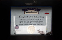Saudi Arabia 1 Riyal 1935 AH 1354 Recovered from the Torpedoed Ship
KM# 18, N# 14755; Silver; Abd al-Azīz; Recovered from the torpedoed ship S.S. Joh...