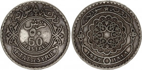 Syria 50 Piastres 1929
KM# 74, N# 11263; Silver; XF.