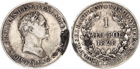 Russia - Poland 1 Zloty 1828 FH R
Bit# 997, N# 43893; Silver 4,53 g.; Nicholas I; VF/XF.