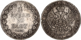 Russia - Poland 1-1/2 Rouble / 10 Zlotych 1837 MW
Bit# 1133; 2,25 R by Petrov; Conros# 471/8; Silver 30.81 g.; VF.
