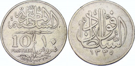 Egypt 10 Piastres 1920 H AH 1338
KM# 327; N# 28420; Silver; Ahmed Fuad I; VF+.