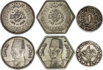 Egypt Lot of 3 Coins 1894 - 1944 AH 1239 - 1363
KM# 289, 365, 369; Mostly Silver; XF/AUNC.