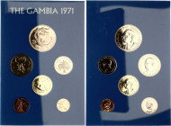 Gambia Proof Set of 6 Coins 1971 with Original Folder
KM# PS3 (KM# 8-13); 1st Decimal Coinage of the Gambia; Mintage 26'249; Proof.