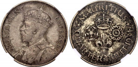 Mauritius 1/4 Rupee 1934 NGC MS 61
KM# 15; Schön# 15; N# 18130; Silver; George V; Mint: London; UNC.