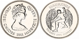 Mauritius 25 Rupees 1977 
KM# 43; Silver; 25th Anniversary of the Accession of Queen Elizabeth II; UNC.