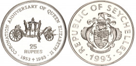 Seychelles 25 Rupees 1993 
KM# 63; N# 186944; Silver., Proof; Coronation Anniversary 1953 -1993; With minor hairlines.