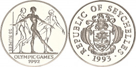 Seychelles 25 Rupees 1993 
KM# 70; N# 48931; Silver., Proof; Olympiad, Gymnastics; With minor hairlines.