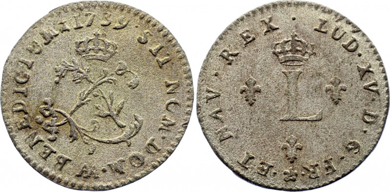 France 2 Sols 1739 AA
Dy# 1690; N# 15113; Silver; Louis XV (1715-1774); VF-XF.