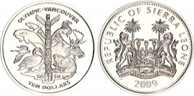 Sierra Leone 10 Dollars 2009 
KM# 362; N# 173368; Silver., Proof; Olympiad 2010; Totem Pole, Canadian animals around.