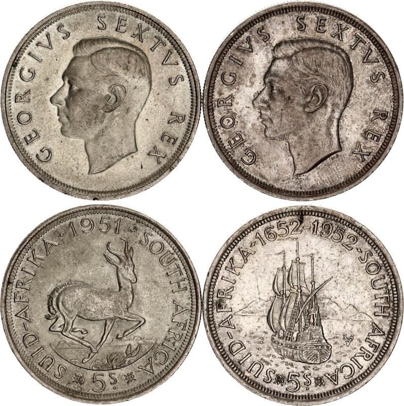 South Africa 2 x 5 Shillings 1951 - 1952
KM# 40.2, 41; Silver; George VI; Vario...